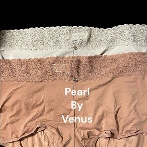 2 PK PEARL BY VENUS PANTIES IN CINNAMON AND NUDE SIZE L LACE WAIST BOY SHORT